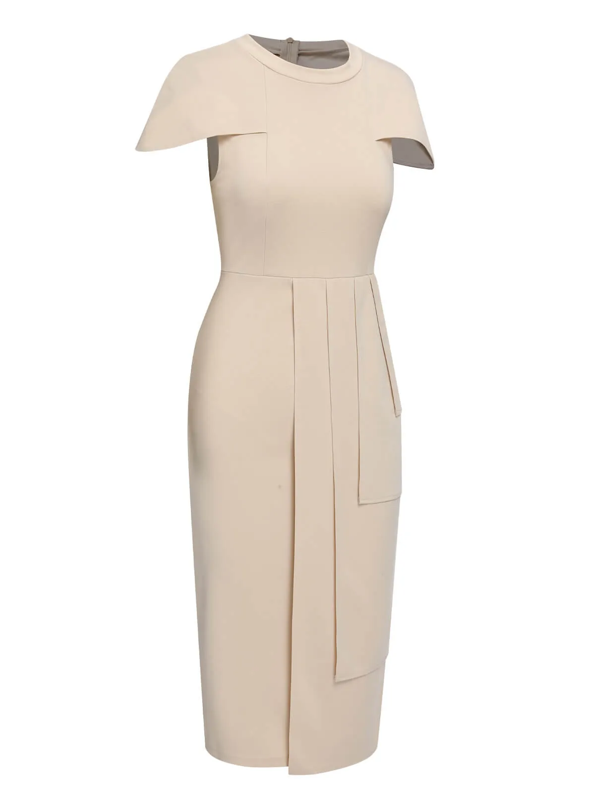 1960s Solid Cap Sleeved Pencil Dress
