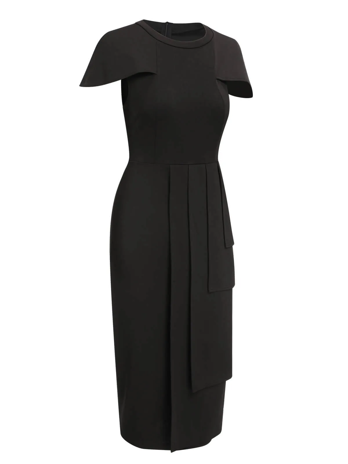 1960s Solid Cap Sleeved Pencil Dress