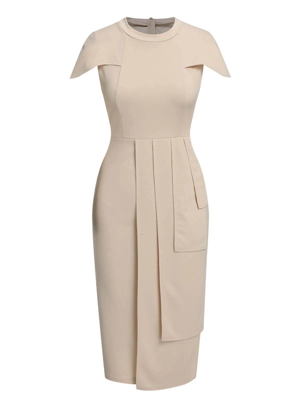 1960s Solid Cap Sleeved Pencil Dress