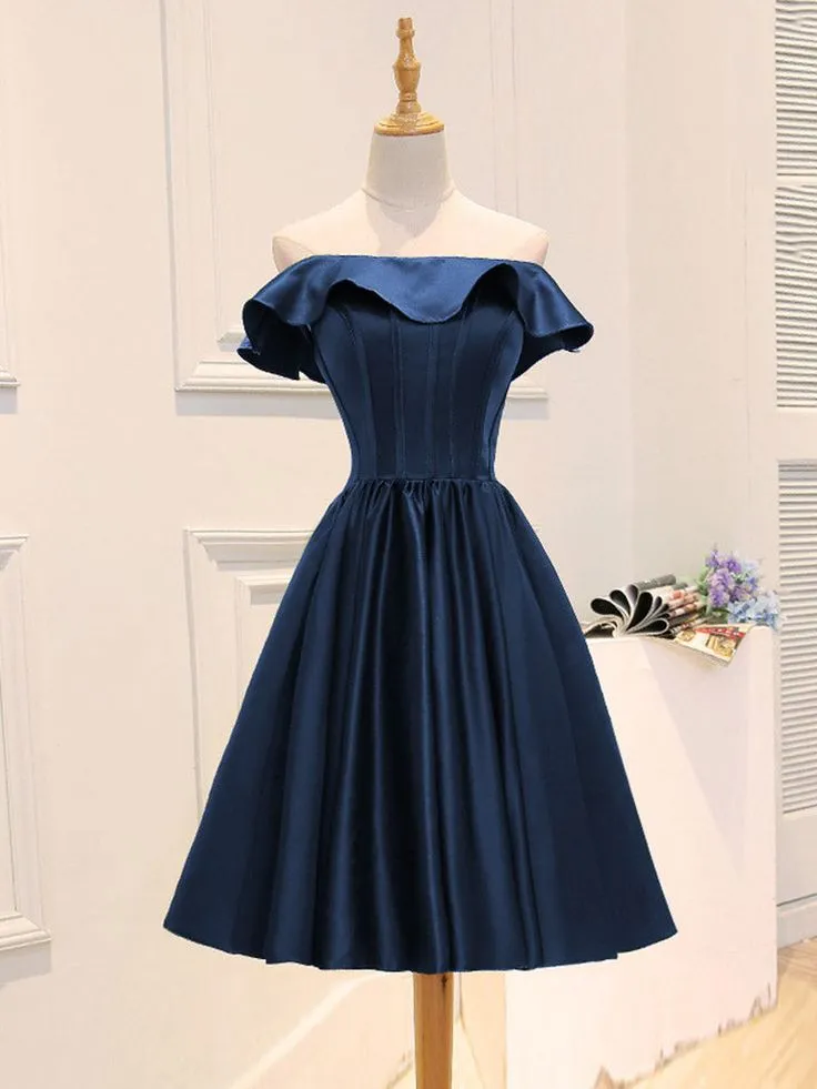 A-Line Satin Short Prom Dress, Homecoming Dress      fg6414