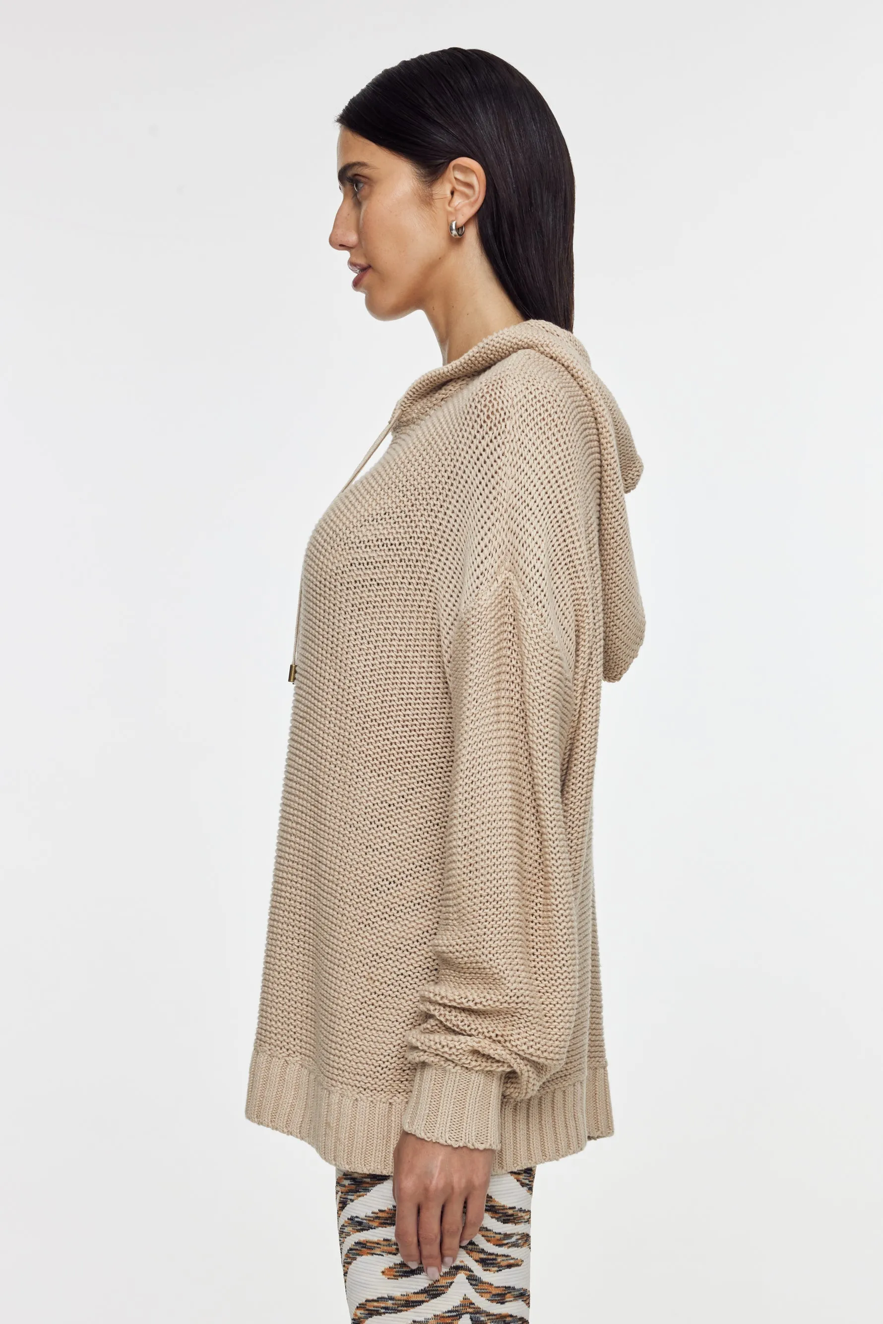 Abbey Knit Hoodie - Pebble