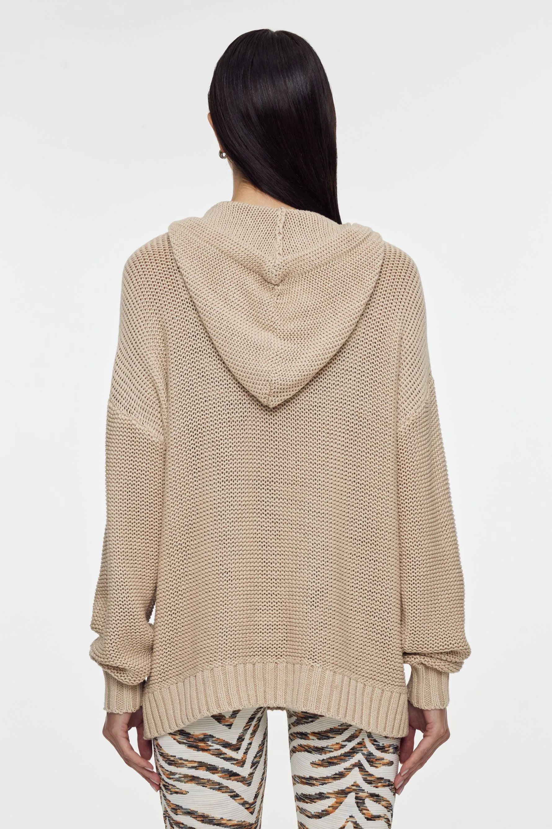 Abbey Knit Hoodie - Pebble
