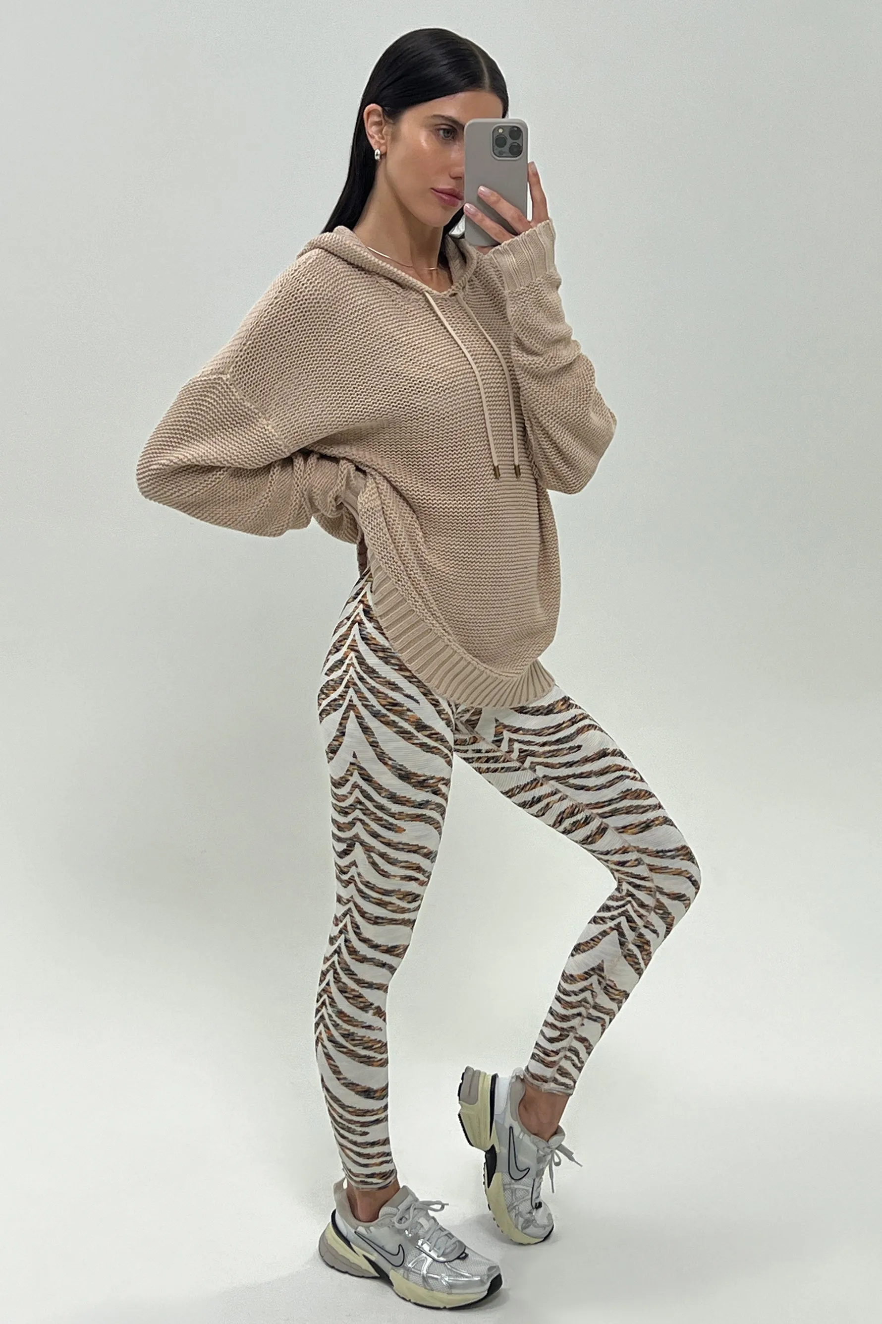 Abbey Knit Hoodie - Pebble