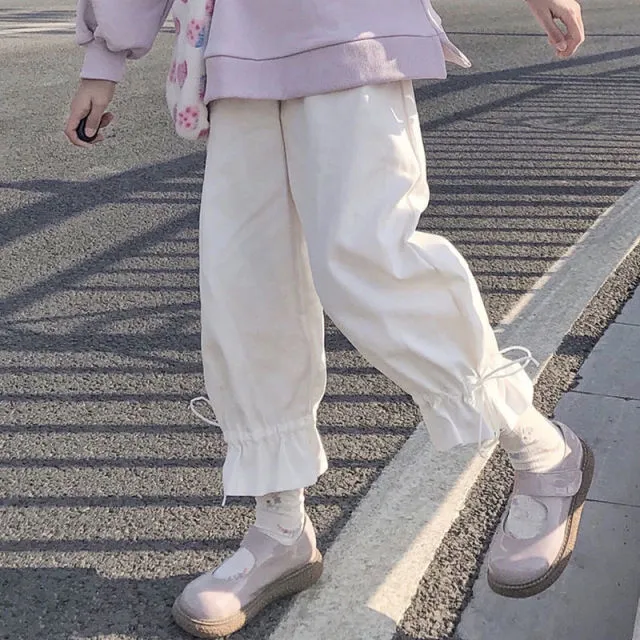 Ankle-Length Pants With Drawstring Legs