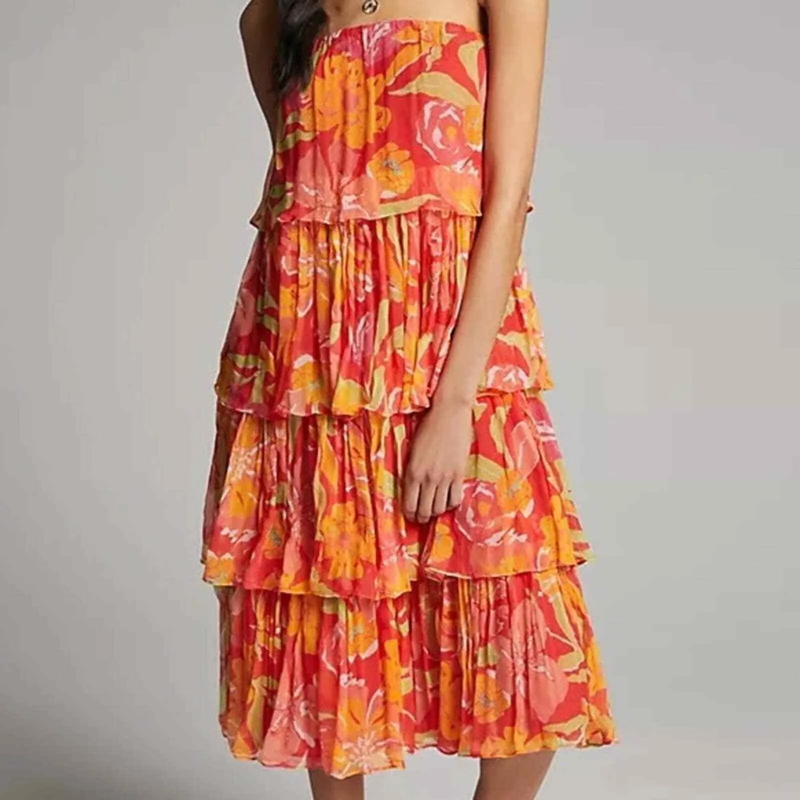 Anthropologie Verb Ravenna Tiered Midi Dress Size Small NWT