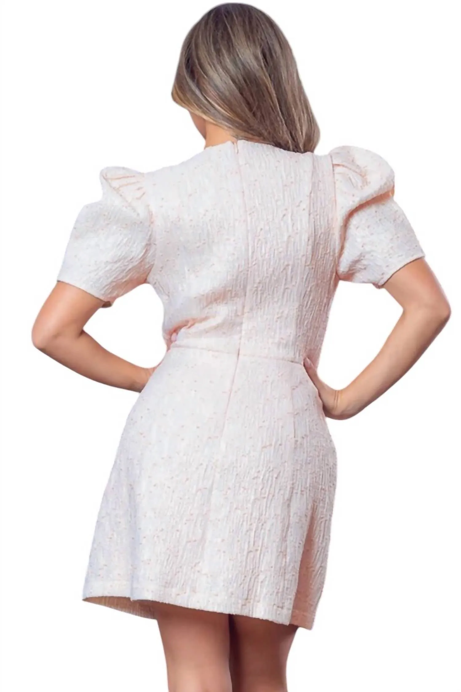 A.Peach - Diana Jewel Neck Mini Jacquard Dress