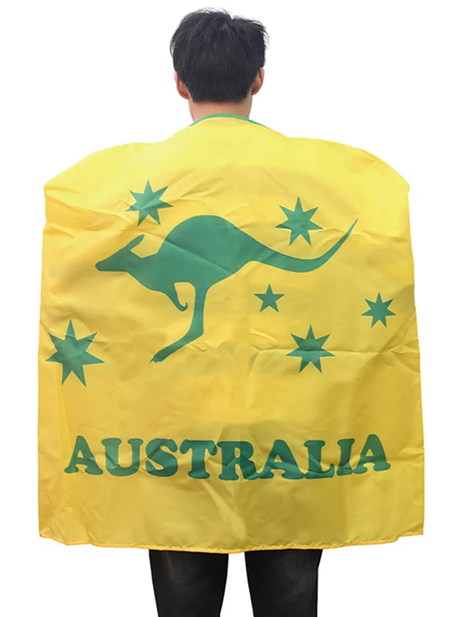 Australian Green And Gold Kangaroo Print Costume Cape