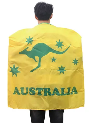 Australian Green And Gold Kangaroo Print Costume Cape