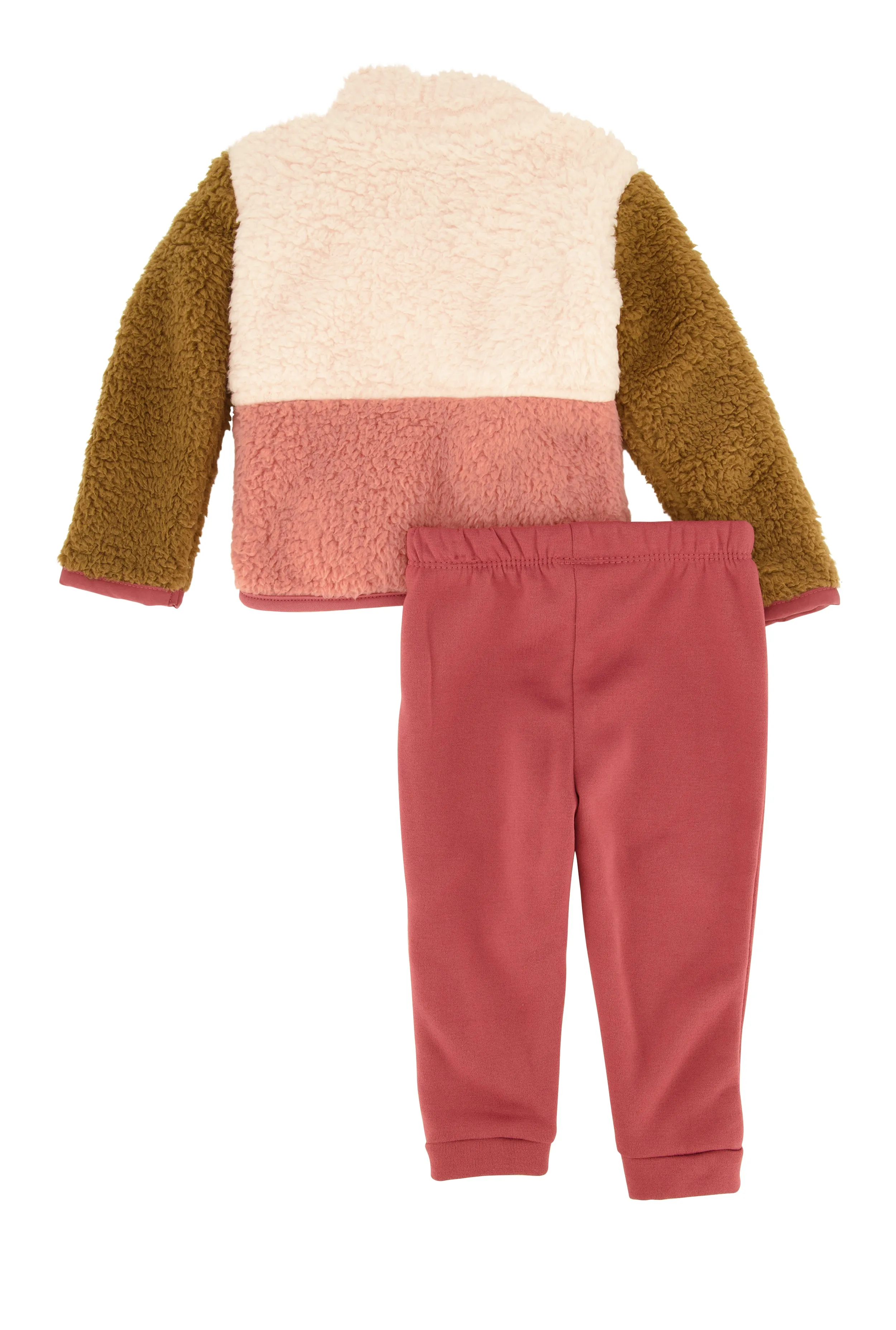 Baby Girls 12-24M Color Block Sherpa Jacket and Joggers