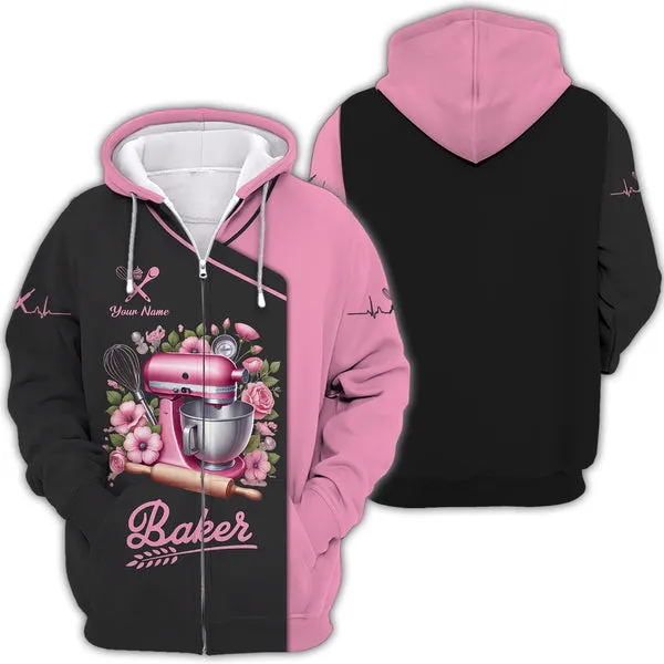 Baker Custom Name Sweatshirt Bakery Tools 3D Shirt Gift For Baker Lover