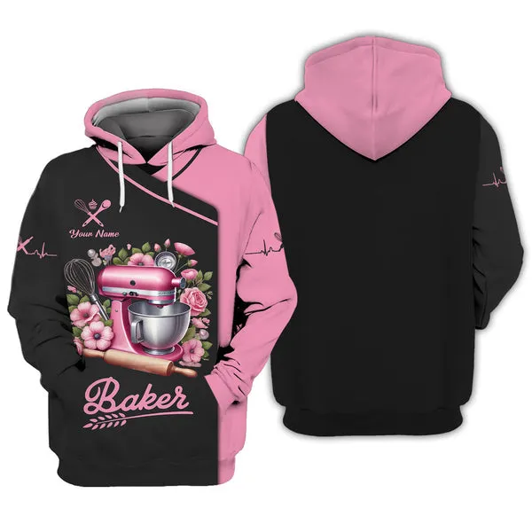 Baker Custom Name Sweatshirt Bakery Tools 3D Shirt Gift For Baker Lover