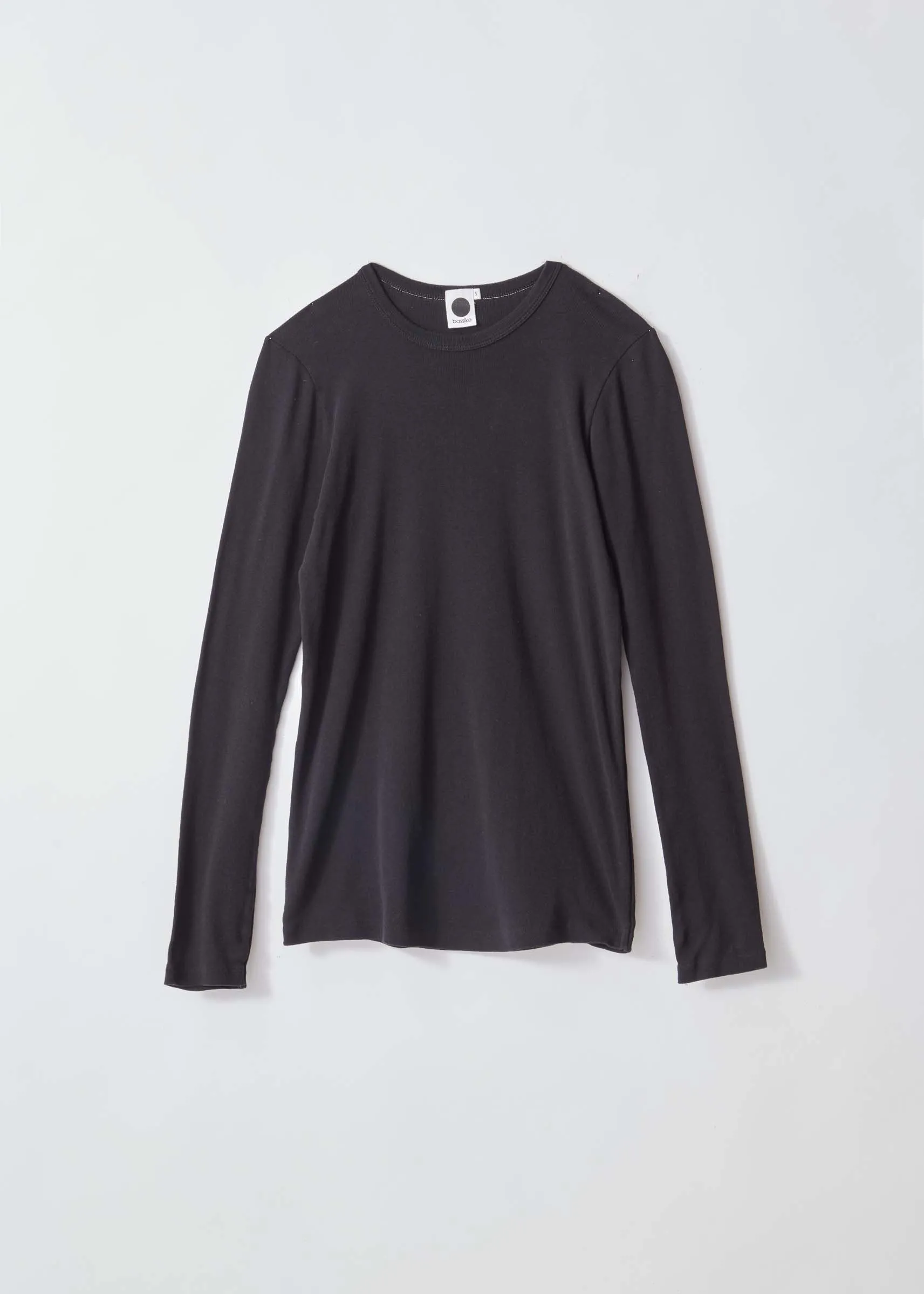 Bassike Superfine Rib Long Sleeve T.Shirt in Black