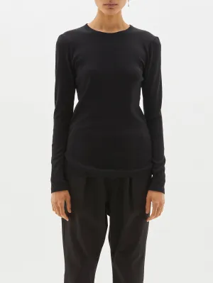 Bassike Superfine Rib Long Sleeve T.Shirt in Black