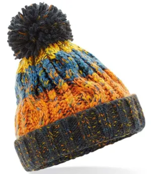 Beechfield Junior Corkscrew Pom Pom Beanie | Retro Blues
