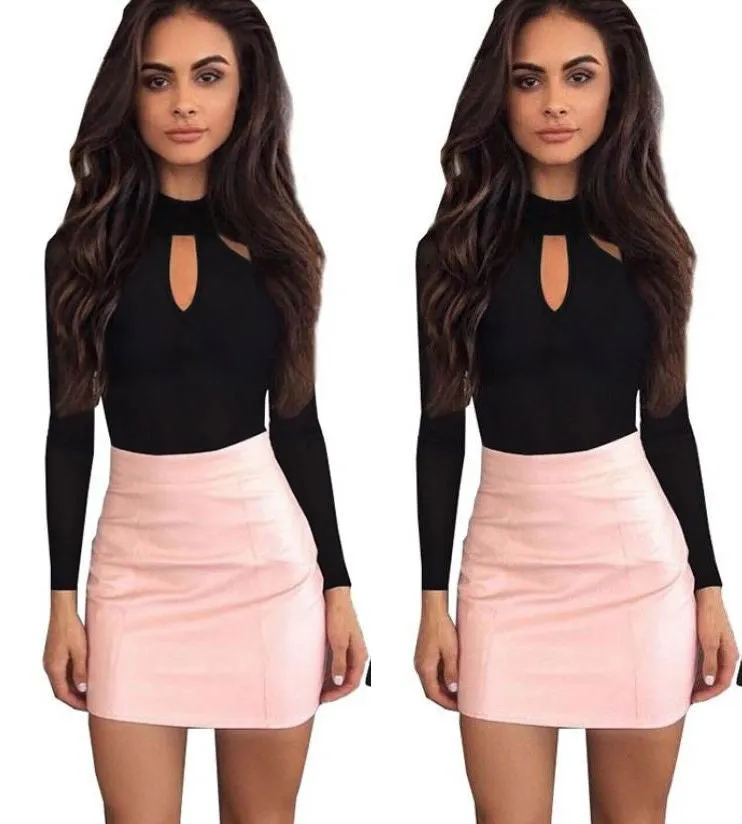 Black Cutout Long Sleeve Slim Sexy Solid Color Jumpsuit