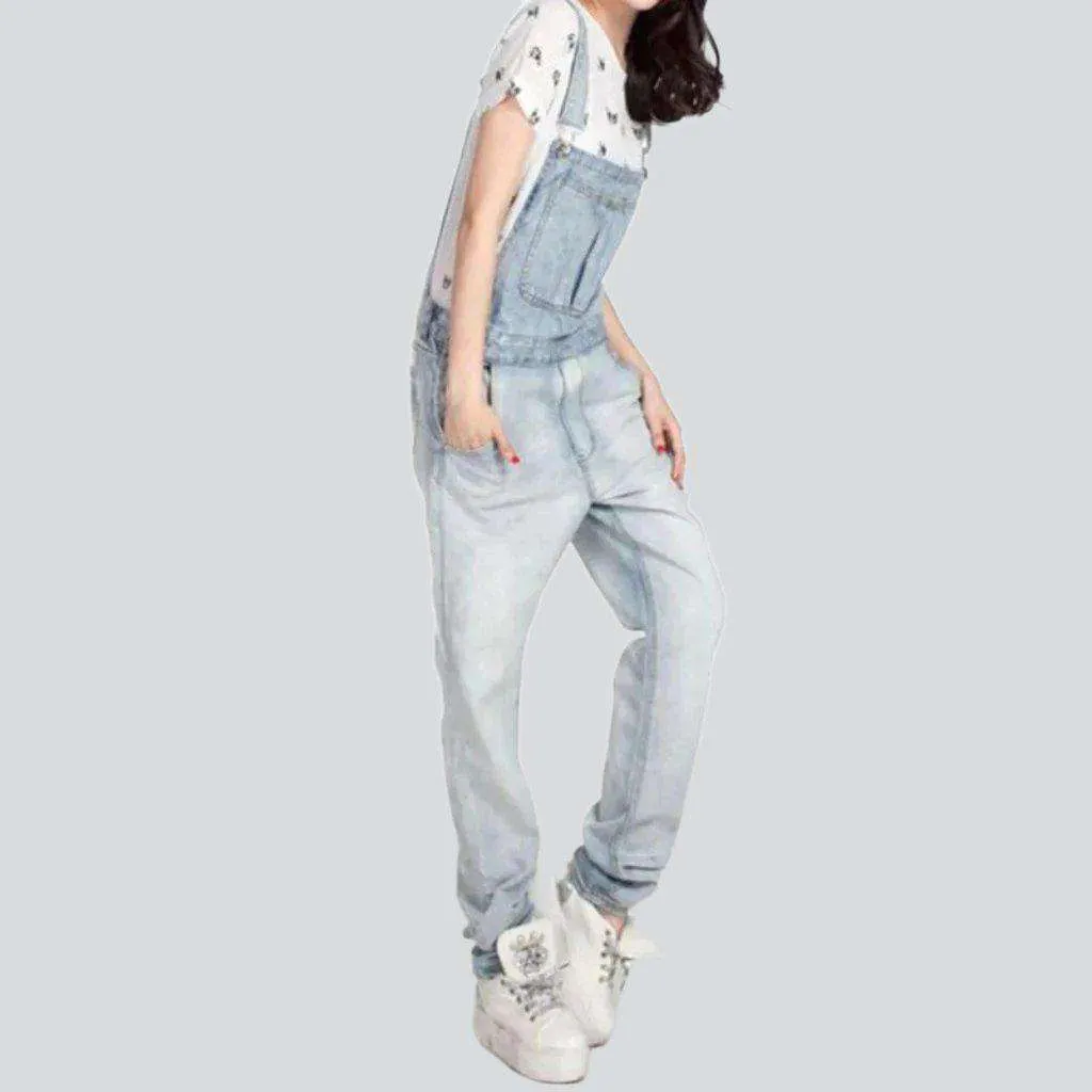 Bleached vintage women denim dungaree