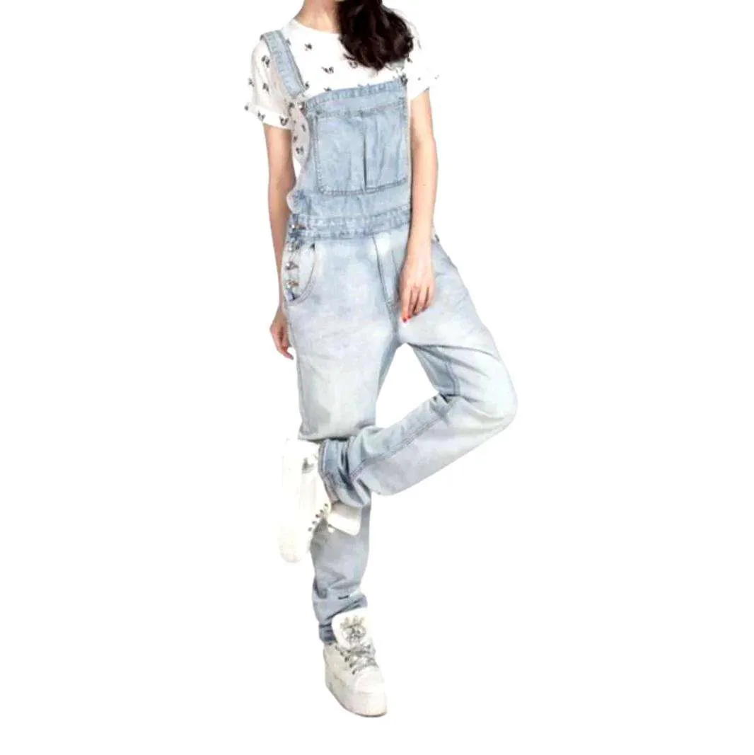 Bleached vintage women denim dungaree