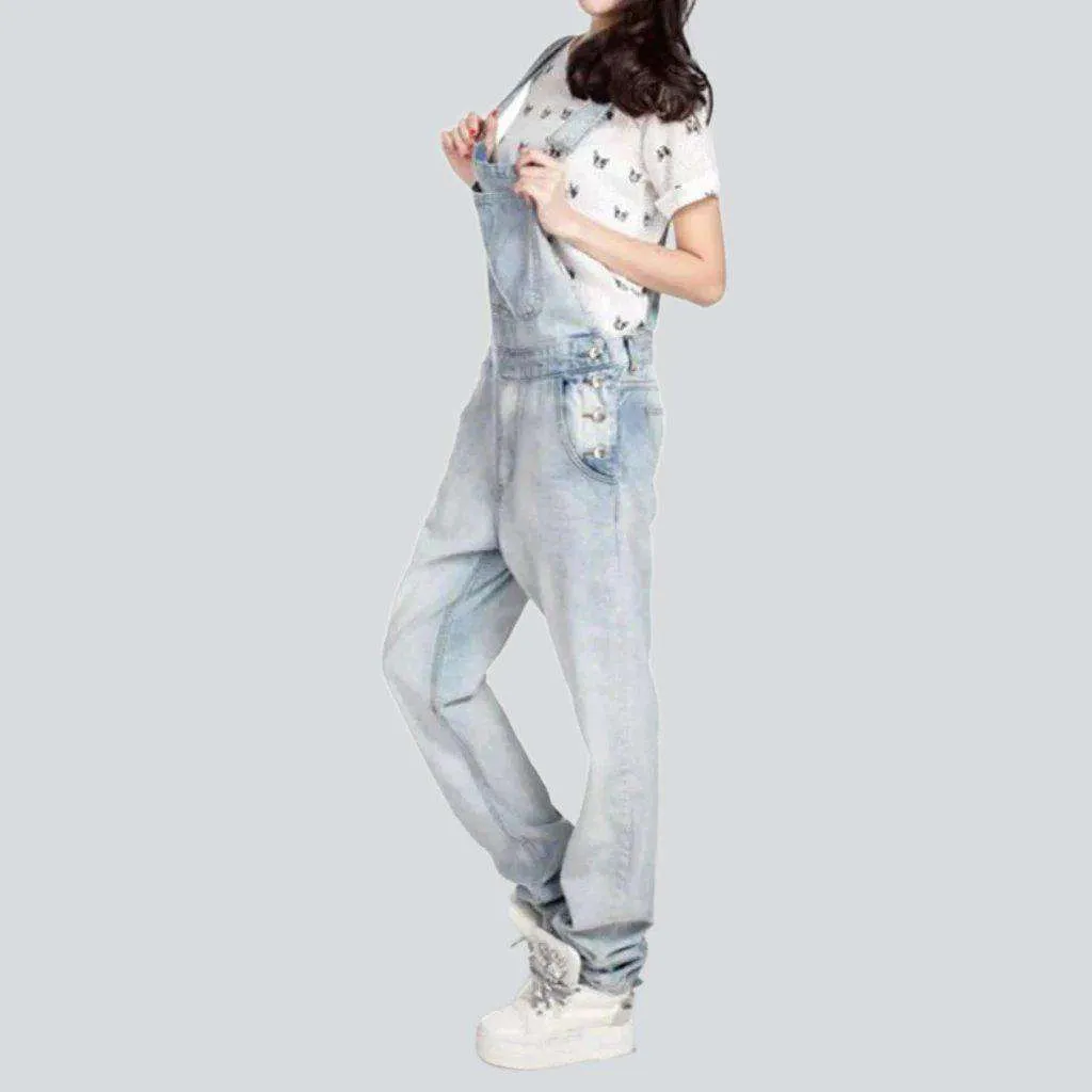 Bleached vintage women denim dungaree