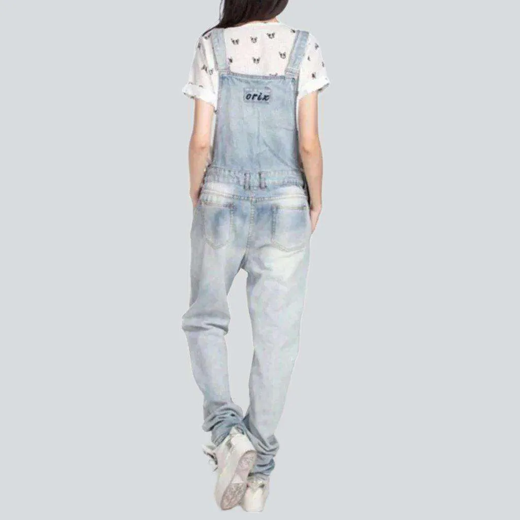 Bleached vintage women denim dungaree