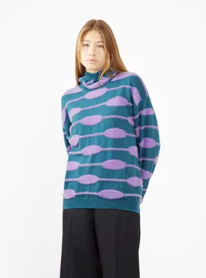 Bubble Knit Hoodie Green & Lavender