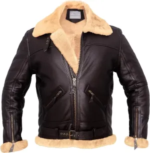 Caelix Distressed Brown Double Face Shearling Leather Jacket