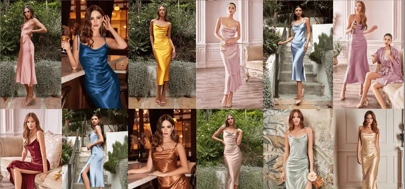 Cinderella Divine BD103 Satin Ruched Slit Leg Midi Dress