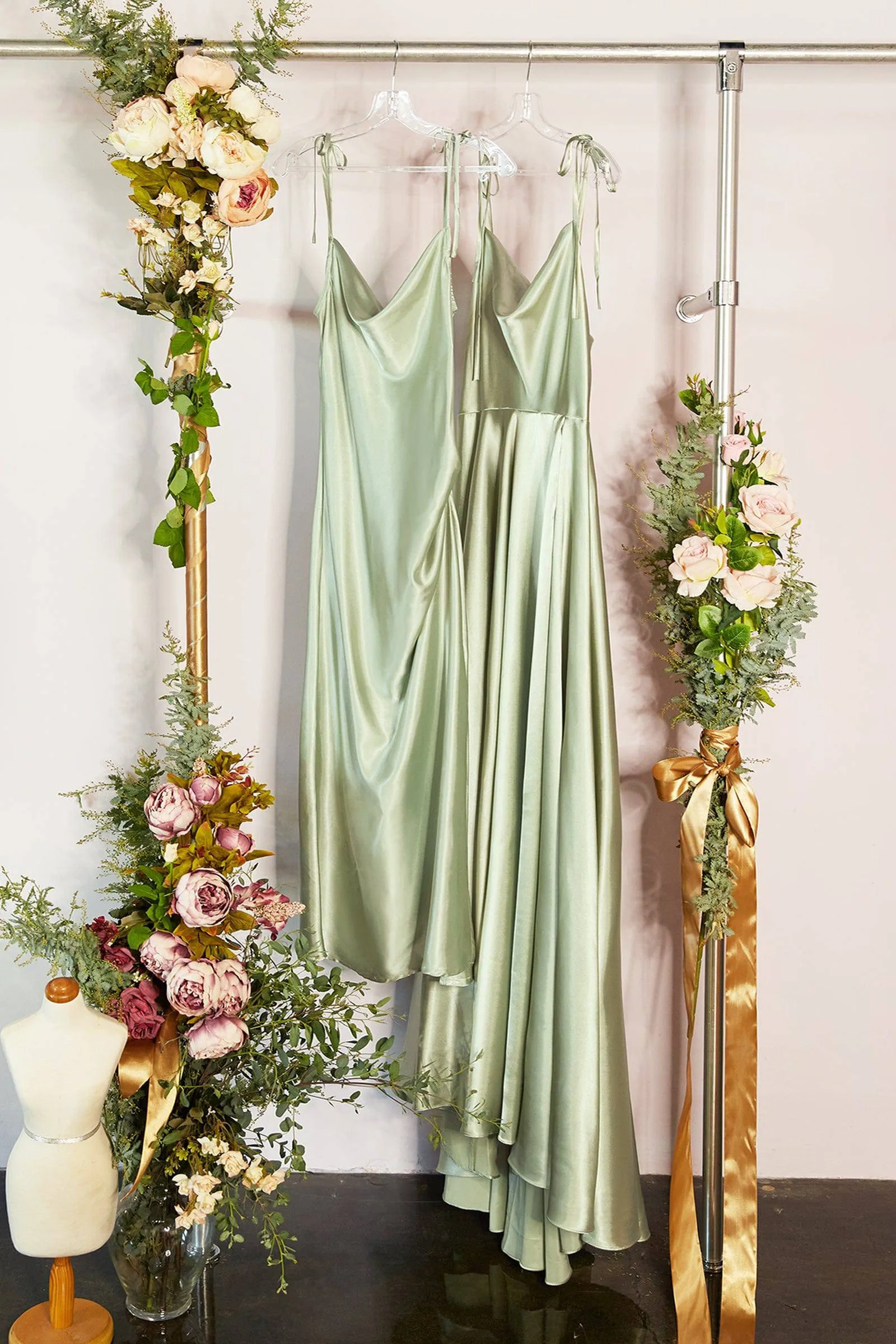 Cinderella Divine BD103 Satin Ruched Slit Leg Midi Dress