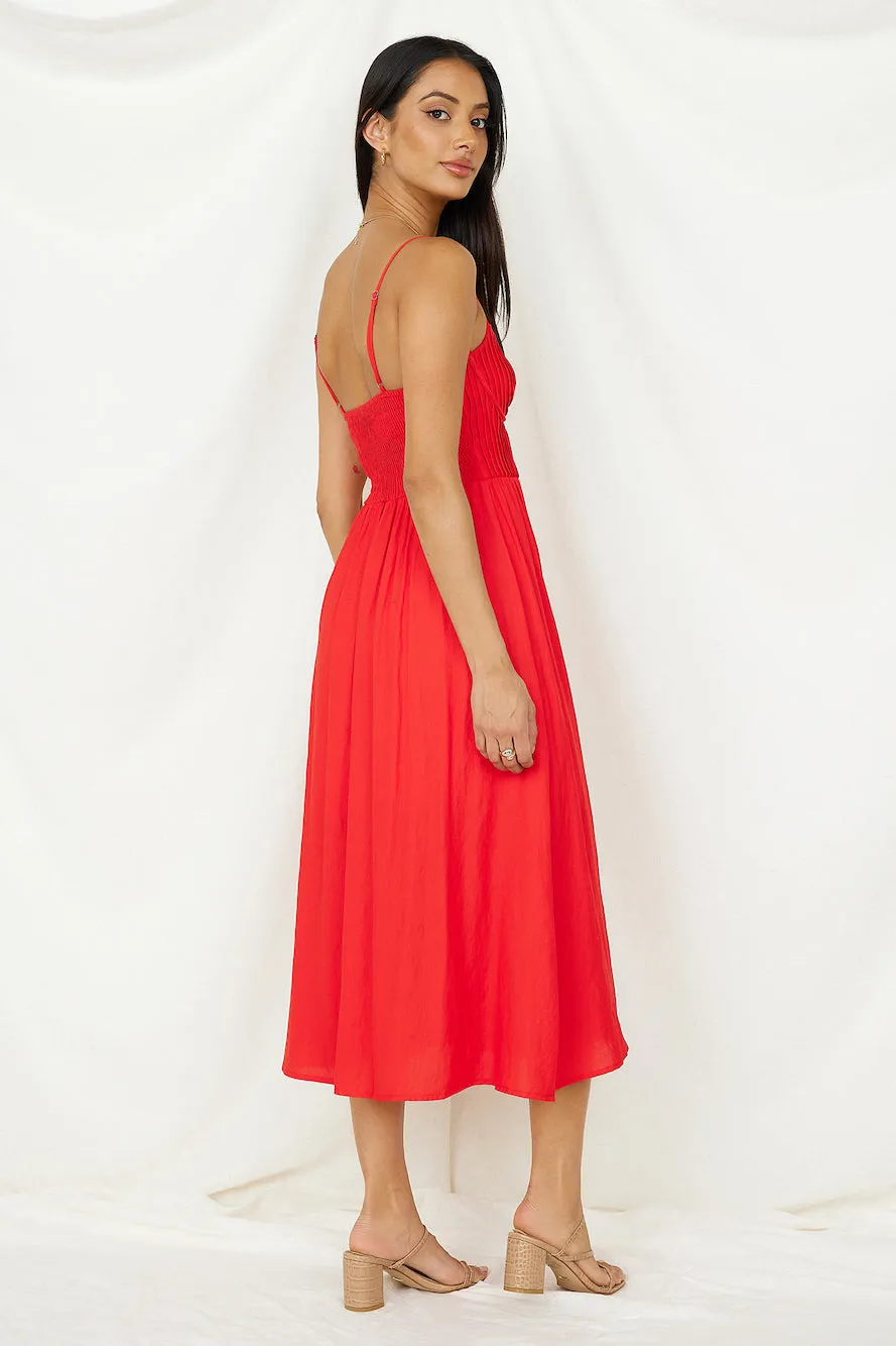 Coastal Dreaming Midi Dress Red