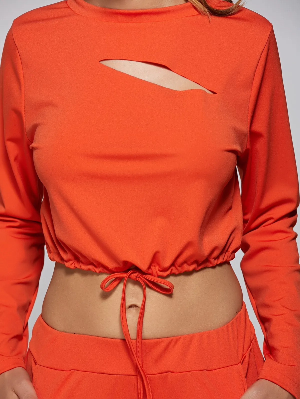 Cropped Sweatshirt And High Waisted Ripped Pants