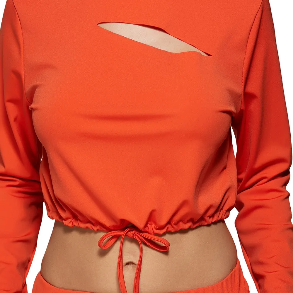 Cropped Sweatshirt And High Waisted Ripped Pants