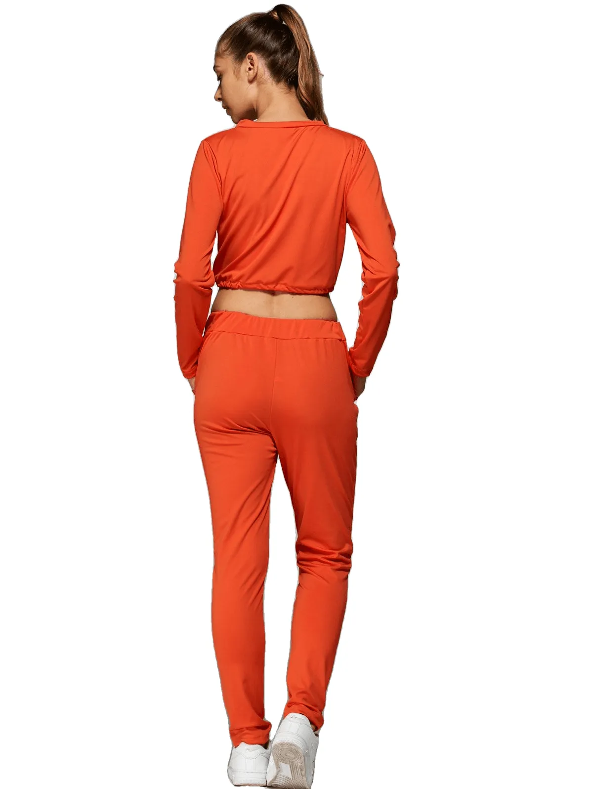 Cropped Sweatshirt And High Waisted Ripped Pants