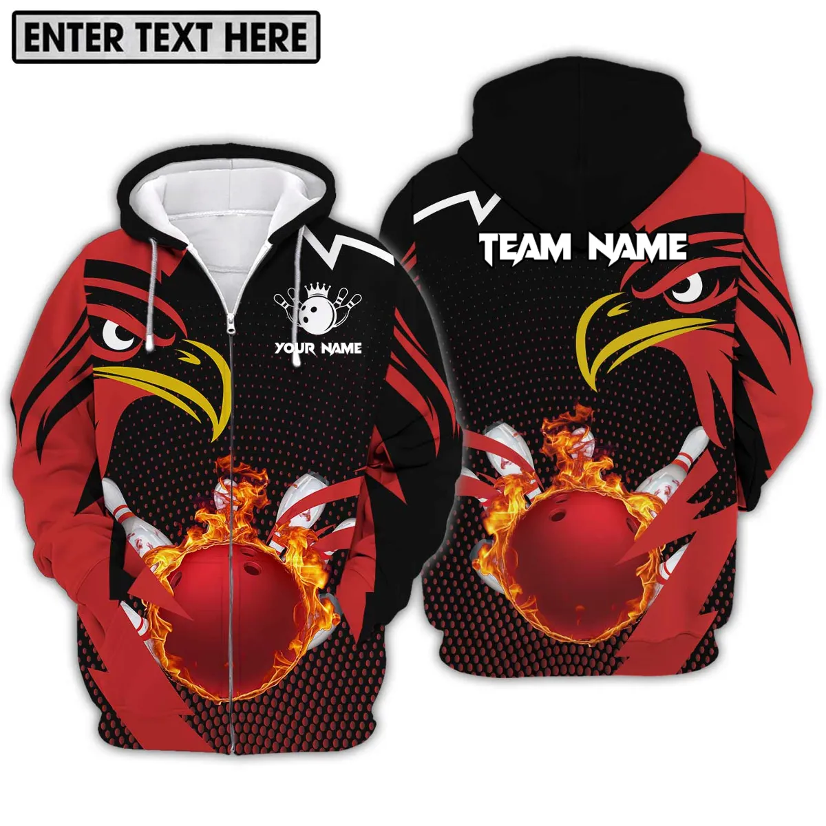 Custom Name And Team Name Bowling Lover Sweatshirt Hoodie Shirt, Red Eagle Bowling