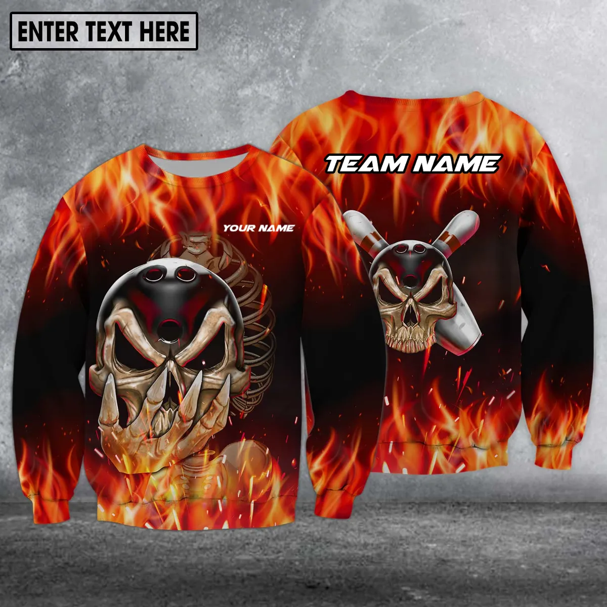 Custom Name And Team Name Shirt Skull Fire Bowling, Sweatshirt For Bowling Lover