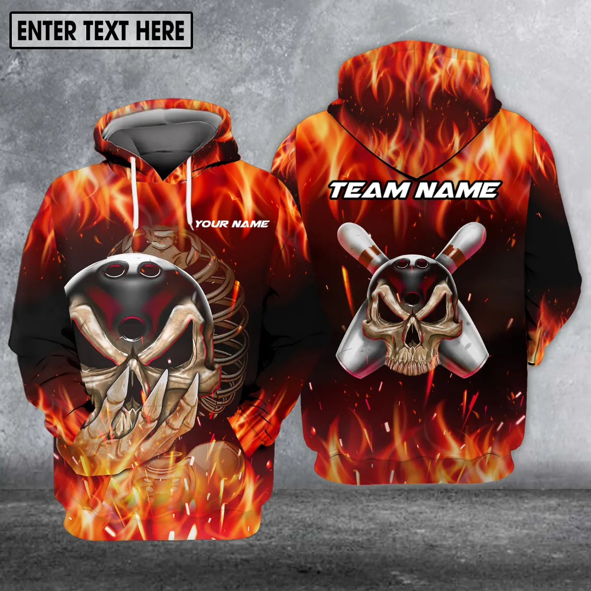 Custom Name And Team Name Shirt Skull Fire Bowling, Sweatshirt For Bowling Lover