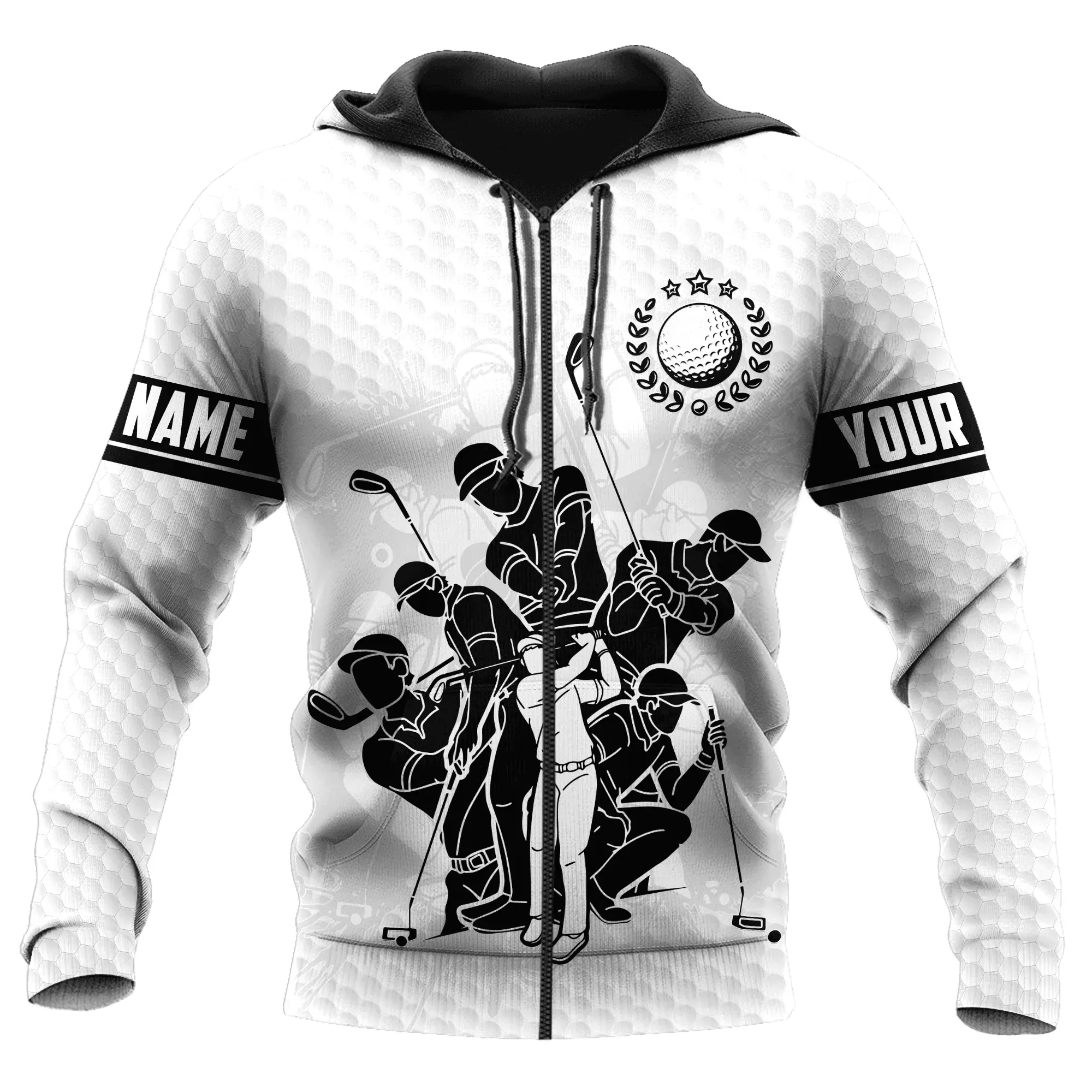 Customized Name Golf Body White Pattern Sweatshirt Zip Hoodie Christmas Shirts