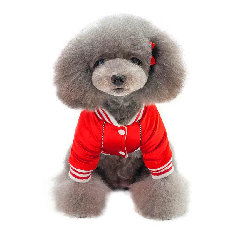 Cute Warm Baseball Jersey Jacket for Cool Sporty Dogs