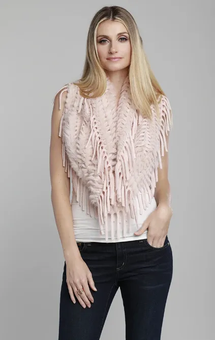 Dolce Cabo infinity fur scarf with fringe trim 3 colors # 31881