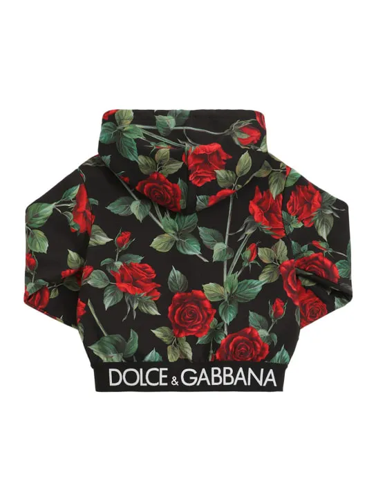 Dolce&amp;Gabbana   Flower print cotton zip-up hoodie 