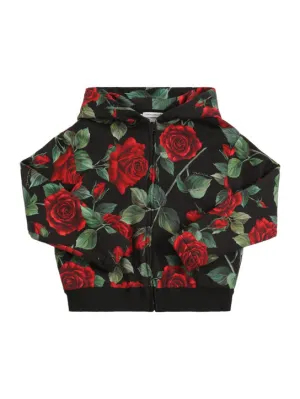 Dolce&amp;Gabbana   Flower print cotton zip-up hoodie 