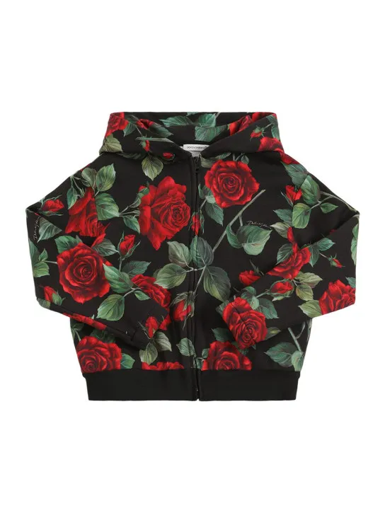 Dolce&amp;Gabbana   Flower print cotton zip-up hoodie 