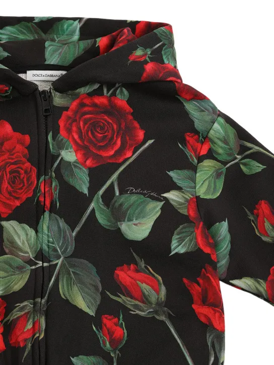 Dolce&amp;Gabbana   Flower print cotton zip-up hoodie 