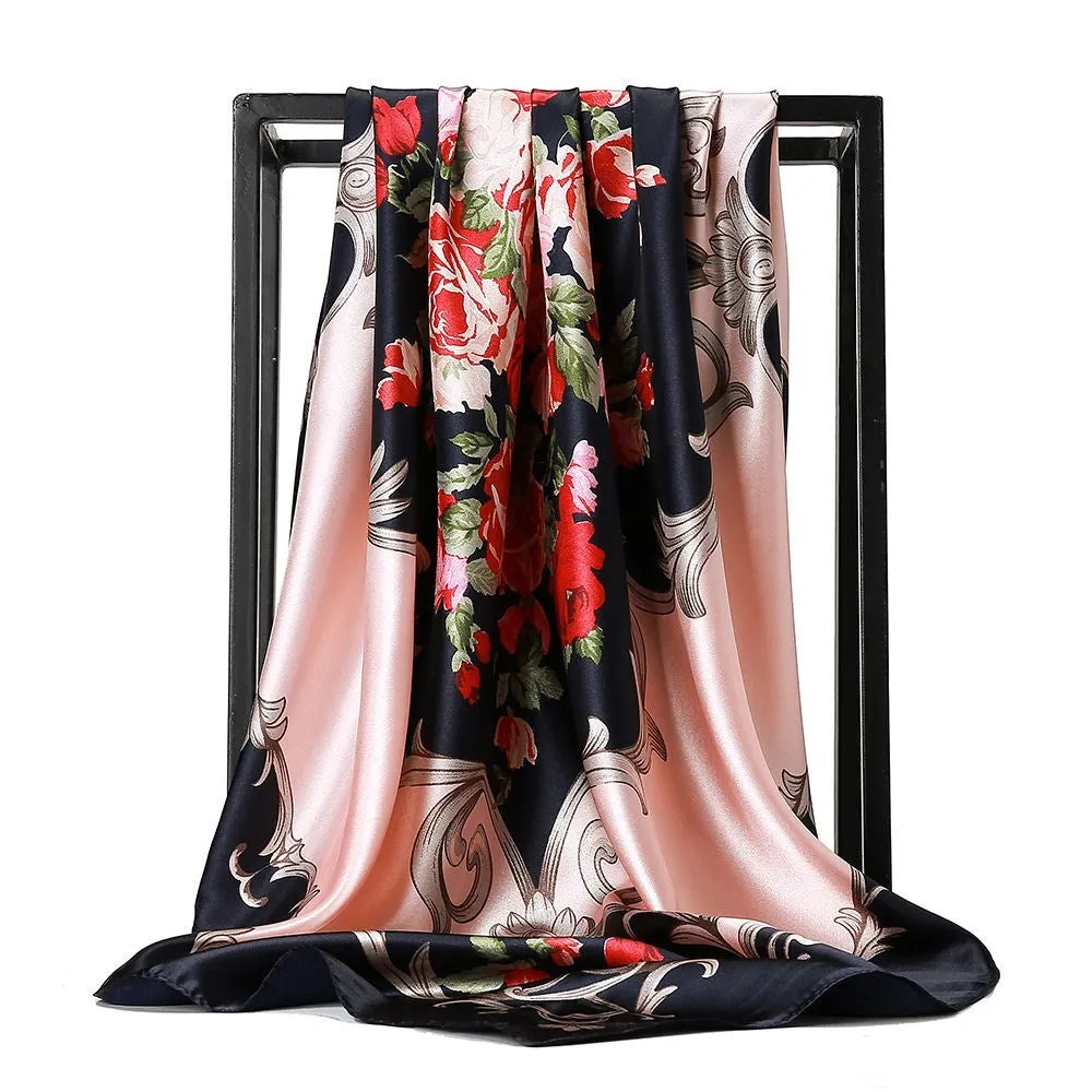 Elegance in Silk: Large Square Simulation Silk Scarf