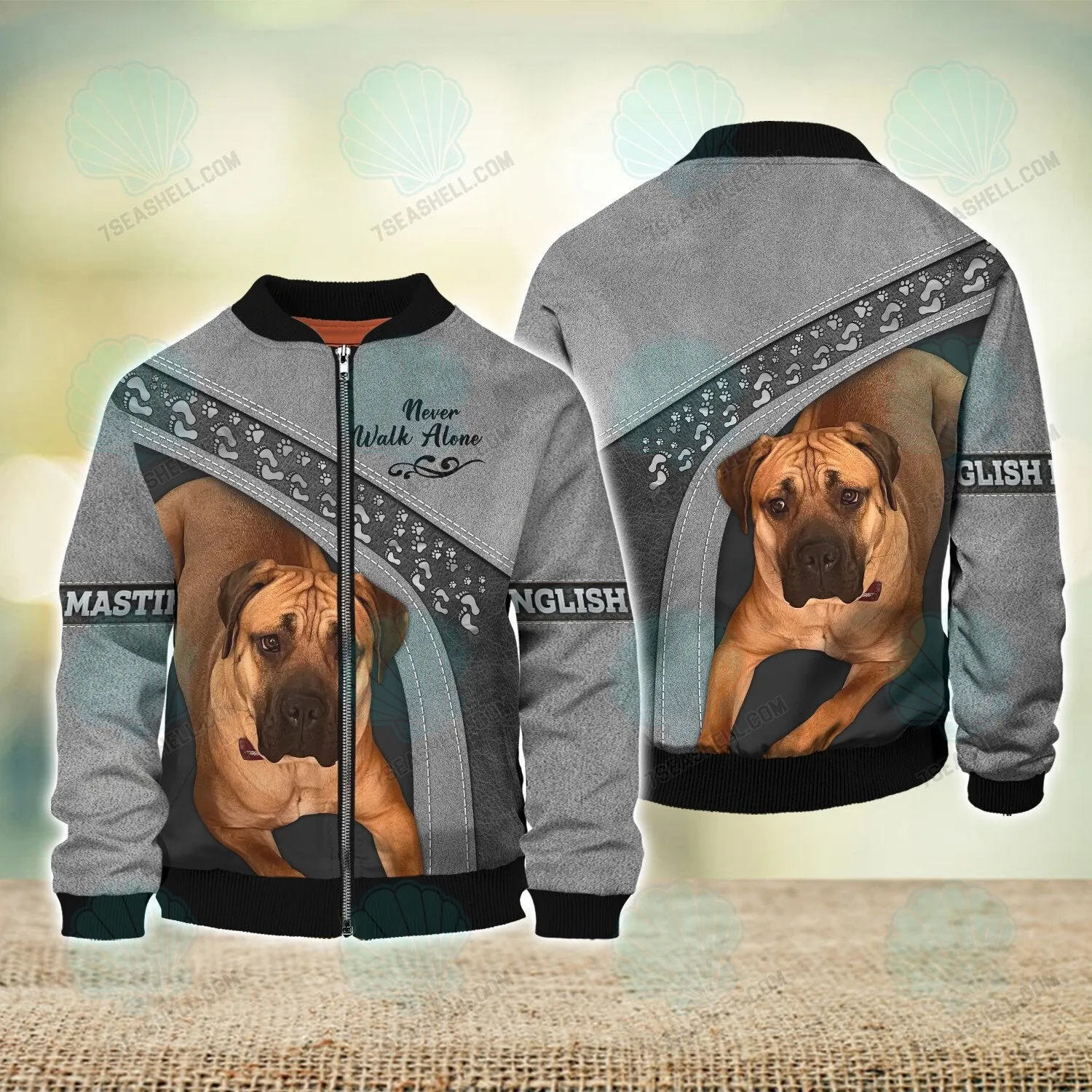 English mastiff Never Walk Alone 3D Full Print Shirts, Christmas Dog Memorial Gifts for loss of Dog