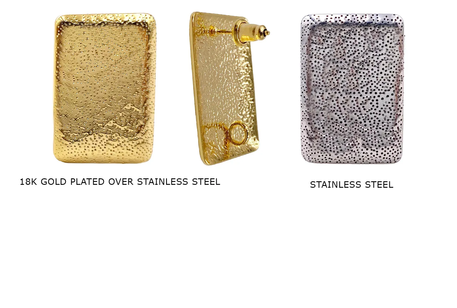 ESS1035M Textured Rectangle Earring With Loop