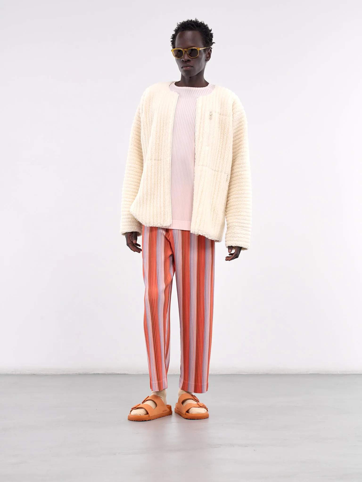 Fleece Pleats Jacket (HP48JC281-01-WHITE)
