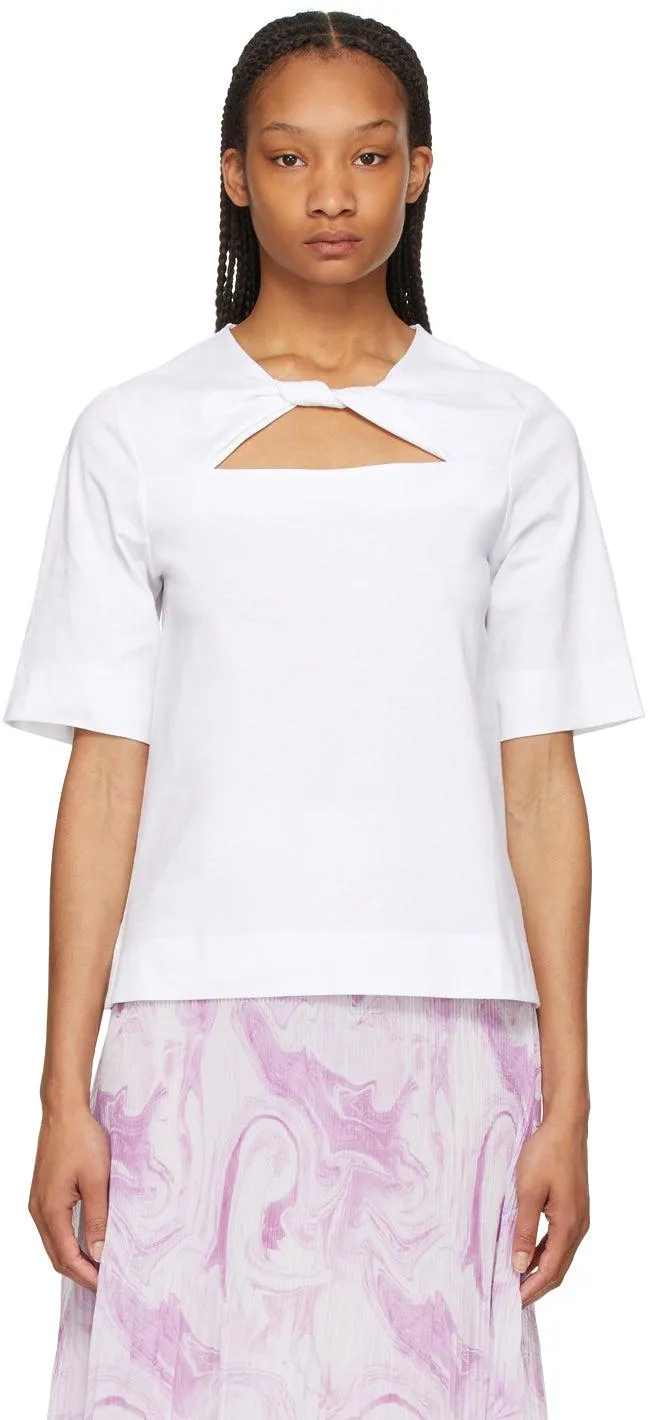 GANNI White Twist T-Shirt