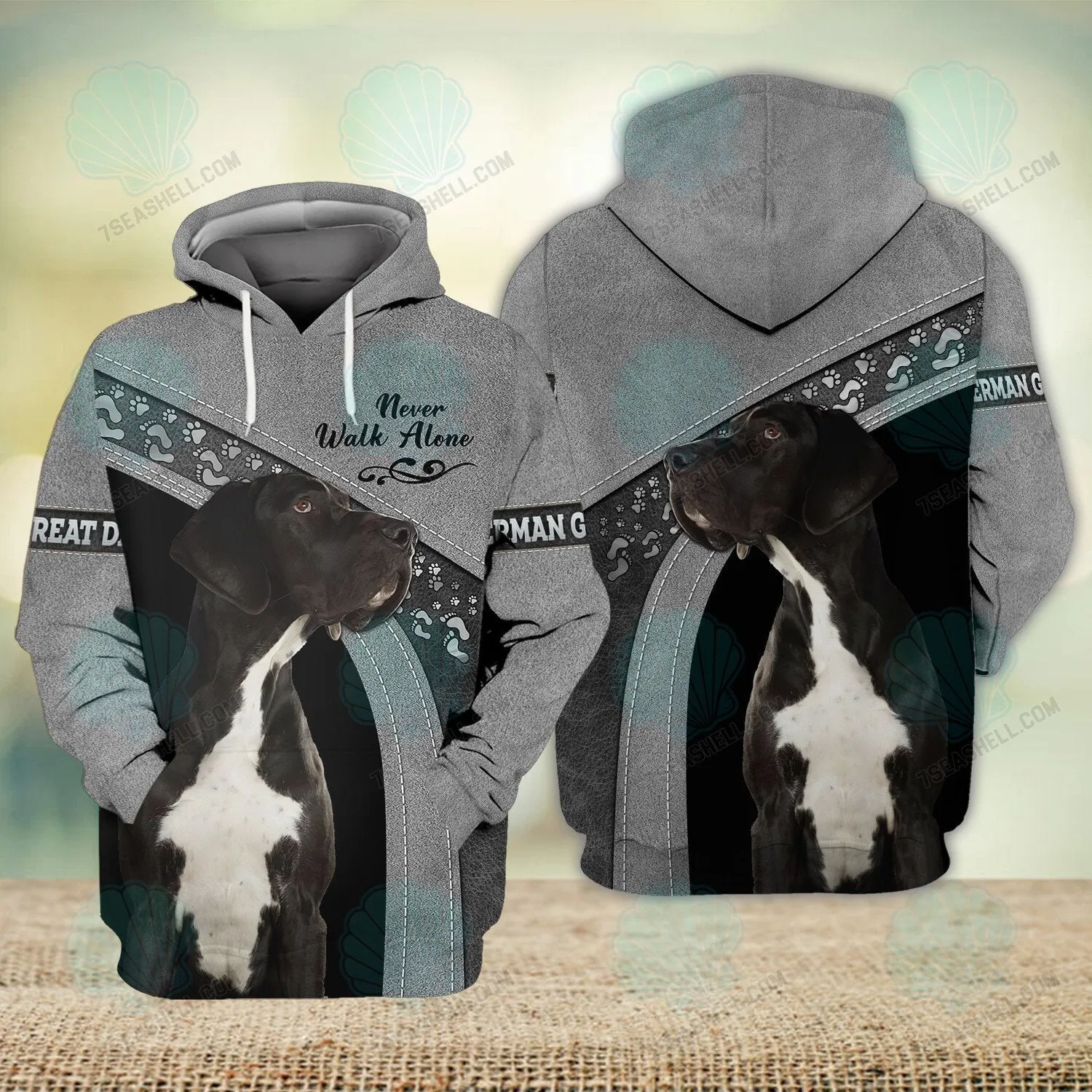 German Great Dane Love Never Walk Alone 3D Full Print Shirts, Christmas Dog Memorial Gifts for loss of Dog