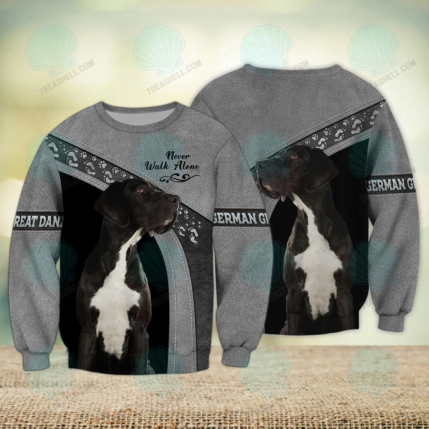 German Great Dane Love Never Walk Alone 3D Full Print Shirts, Christmas Dog Memorial Gifts for loss of Dog