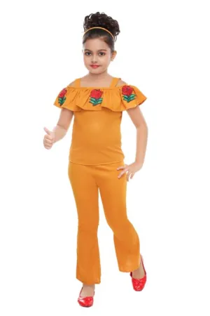 Girls Party(Festive) Top Pant  (Orange)