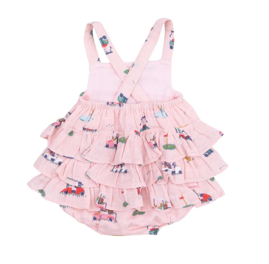 Golf Cart Cuties Ruffle Sunsuit Pink